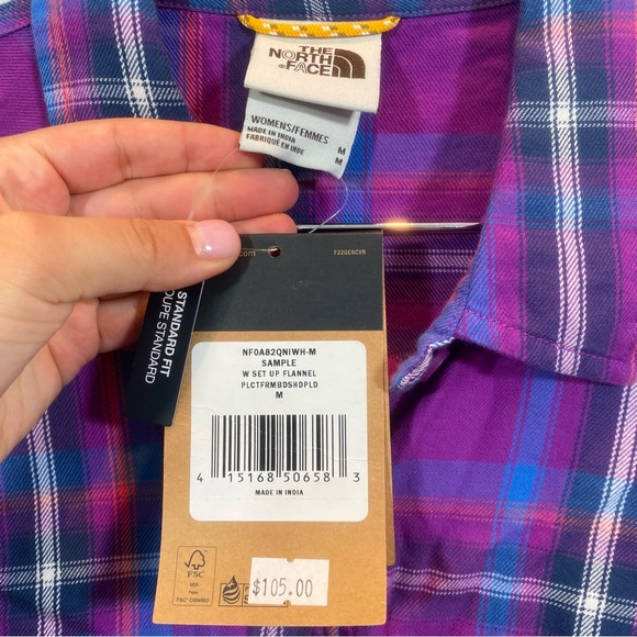 North Face Women Purple Flannel M - Picture 7 of 9